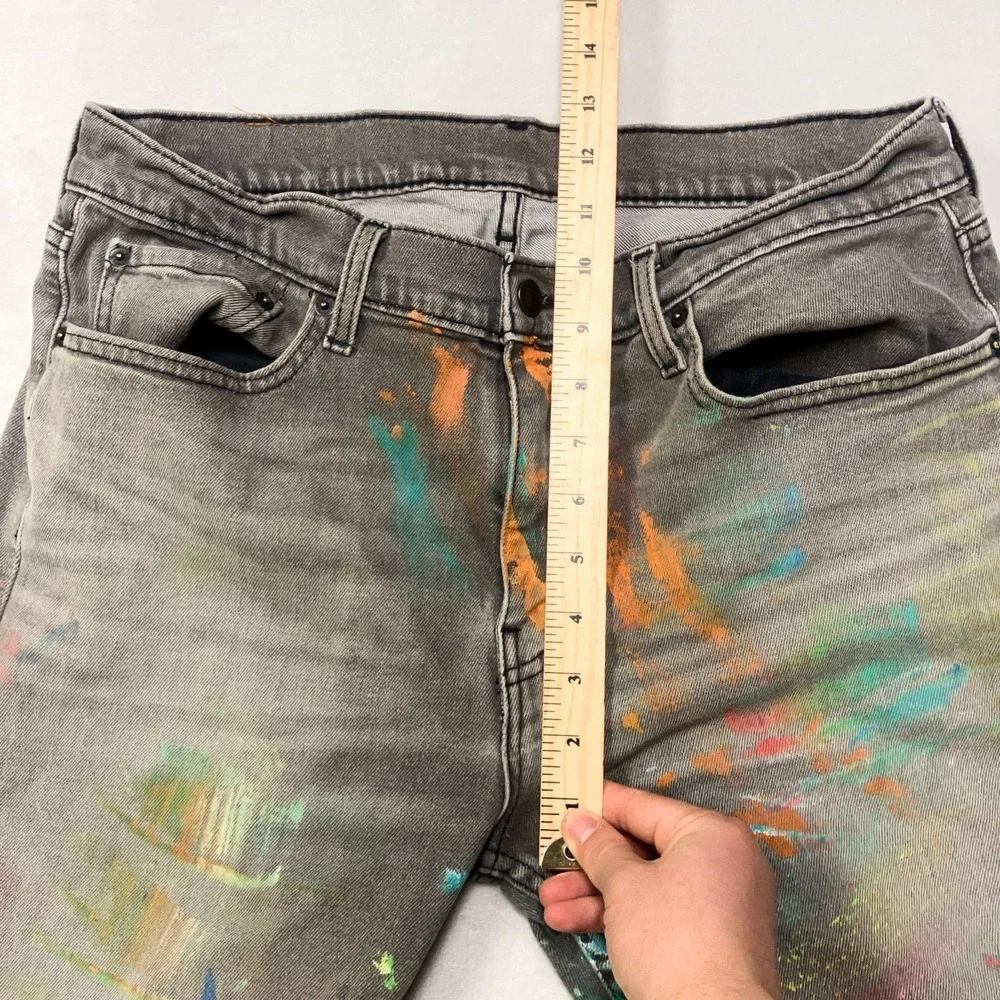 Levi's 65504 Straight Leg Jeans Men 32x29 Gray Upcycled PAINT SPLATTER THRASHED